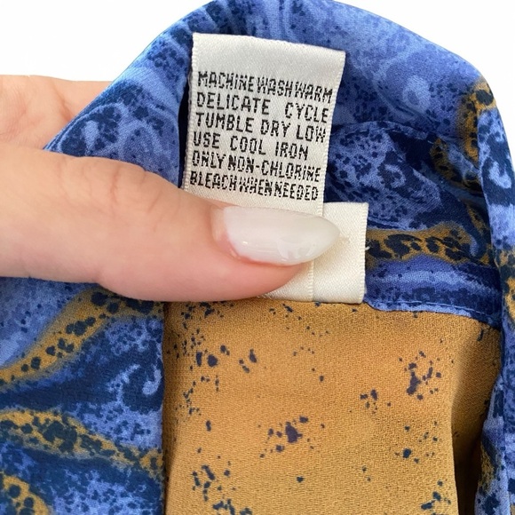 Coastal Semi Sheer Printed Long Sleeve Button Down Blouse - Picture 11 of 12